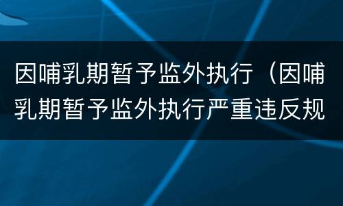 因哺乳期暂予监外执行（因哺乳期暂予监外执行严重违反规定）