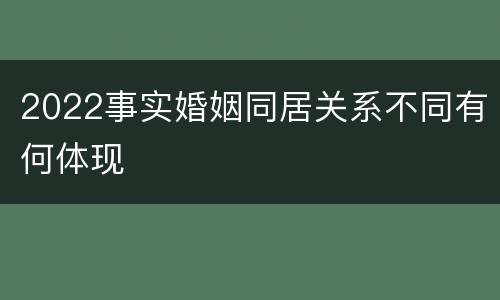 2022事实婚姻同居关系不同有何体现