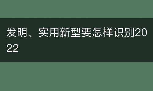 发明、实用新型要怎样识别2022