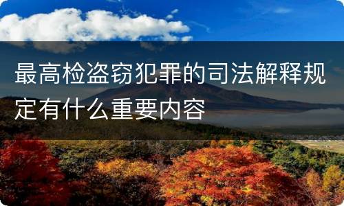 最高检盗窃犯罪的司法解释规定有什么重要内容