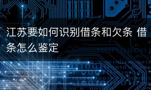 江苏要如何识别借条和欠条 借条怎么鉴定
