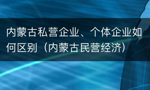 内蒙古私营企业、个体企业如何区别(内蒙古民营经济)
