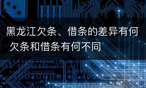 黑龙江欠条、借条的差异有何 欠条和借条有何不同