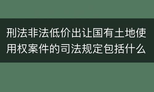 刑法非法低价出让国有土地使用权案件的司法规定包括什么重要内容
