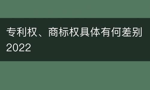 专利权、商标权具体有何差别2022