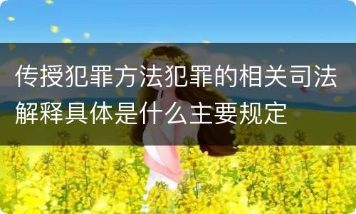 传授犯罪方法犯罪的相关司法解释具体是什么主要规定