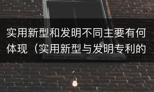 实用新型和发明不同主要有何体现（实用新型与发明专利的区别有哪些）