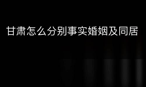 甘肃怎么分别事实婚姻及同居