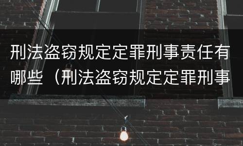 刑法盗窃规定定罪刑事责任有哪些（刑法盗窃规定定罪刑事责任有哪些）
