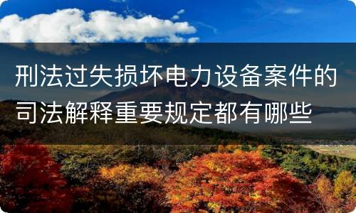 刑法过失损坏电力设备案件的司法解释重要规定都有哪些