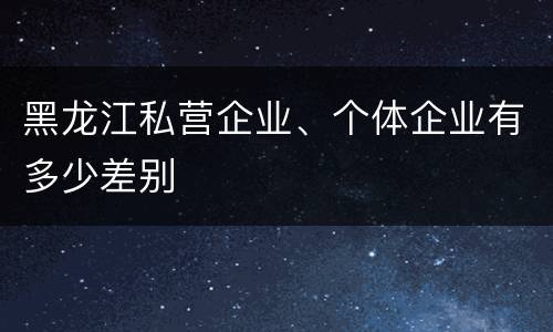黑龙江私营企业、个体企业有多少差别