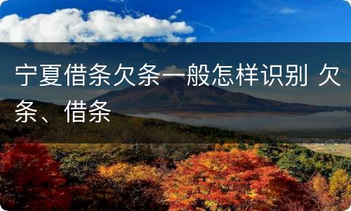 宁夏借条欠条一般怎样识别 欠条、借条
