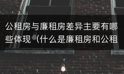 公租房与廉租房差异主要有哪些体现（什么是廉租房和公租房两个有什么特点）