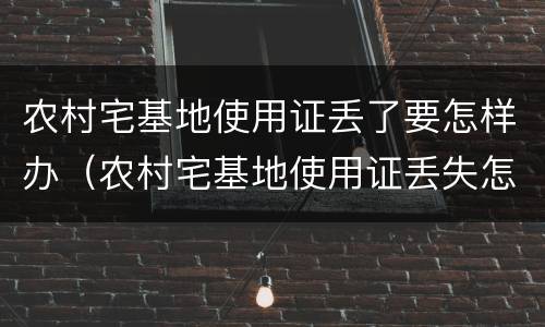 农村宅基地使用证丢了要怎样办（农村宅基地使用证丢失怎么办）