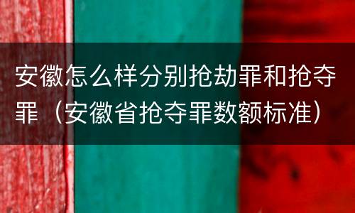 安徽怎么样分别抢劫罪和抢夺罪（安徽省抢夺罪数额标准）