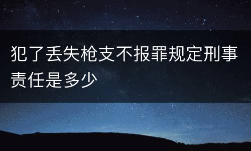 犯了丢失枪支不报罪规定刑事责任是多少