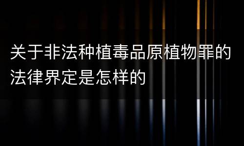 关于非法种植毒品原植物罪的法律界定是怎样的