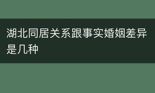 湖北同居关系跟事实婚姻差异是几种