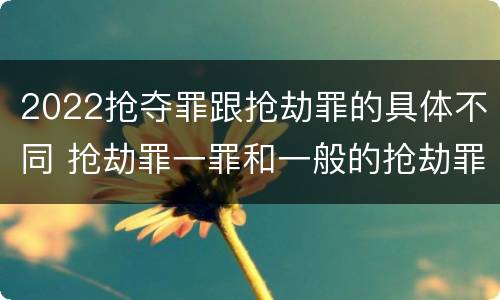 2022抢夺罪跟抢劫罪的具体不同 抢劫罪一罪和一般的抢劫罪