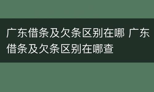 广东借条及欠条区别在哪 广东借条及欠条区别在哪查