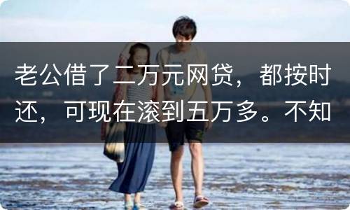 老公借了二万元网贷，都按时还，可现在滚到五万多。不知道怎么办