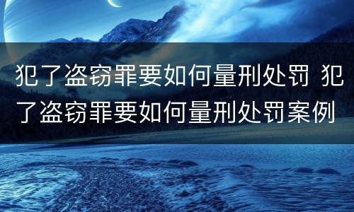 犯了盗窃罪要如何量刑处罚 犯了盗窃罪要如何量刑处罚案例