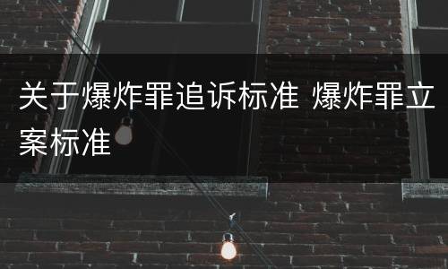 关于爆炸罪追诉标准 爆炸罪立案标准