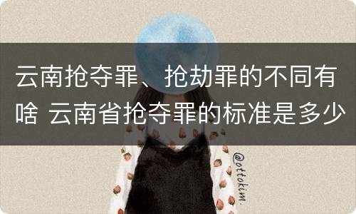云南抢夺罪、抢劫罪的不同有啥 云南省抢夺罪的标准是多少?