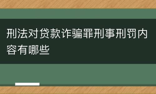刑法对贷款诈骗罪刑事刑罚内容有哪些