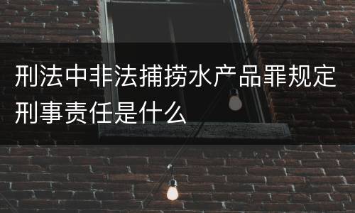 刑法中非法捕捞水产品罪规定刑事责任是什么