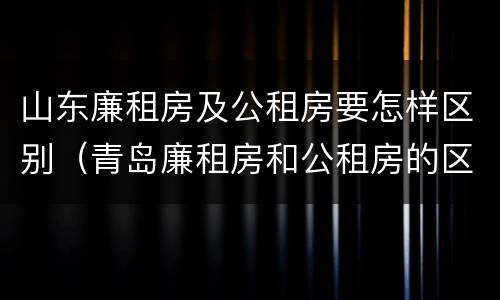 山东廉租房及公租房要怎样区别（青岛廉租房和公租房的区别）