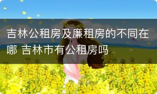 吉林公租房及廉租房的不同在哪 吉林市有公租房吗