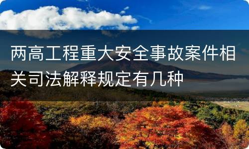两高工程重大安全事故案件相关司法解释规定有几种