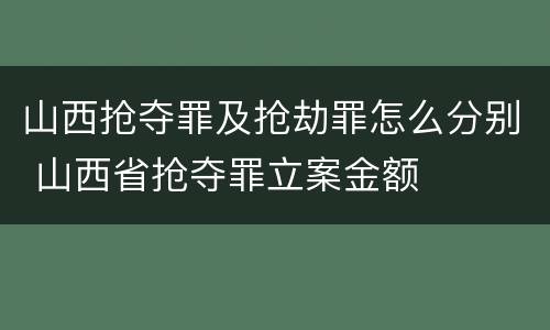 山西抢夺罪及抢劫罪怎么分别 山西省抢夺罪立案金额