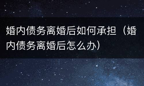 婚内债务离婚后如何承担（婚内债务离婚后怎么办）