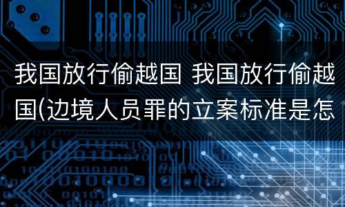 我国放行偷越国 我国放行偷越国(边境人员罪的立案标准是怎么规定
