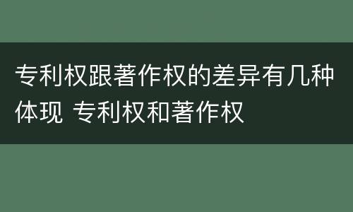 专利权跟著作权的差异有几种体现 专利权和著作权