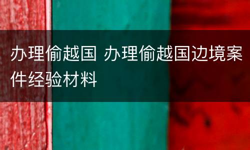 办理偷越国 办理偷越国边境案件经验材料