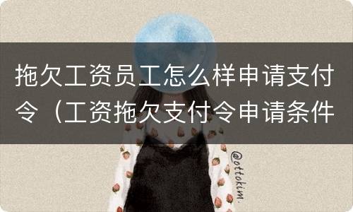 拖欠工资员工怎么样申请支付令（工资拖欠支付令申请条件）