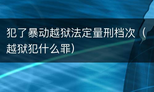 犯了暴动越狱法定量刑档次（越狱犯什么罪）
