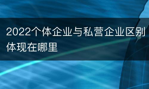 2022个体企业与私营企业区别体现在哪里