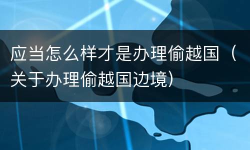 应当怎么样才是办理偷越国（关于办理偷越国边境）