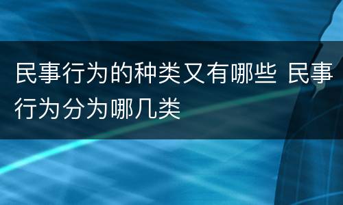 民事行为的种类又有哪些 民事行为分为哪几类