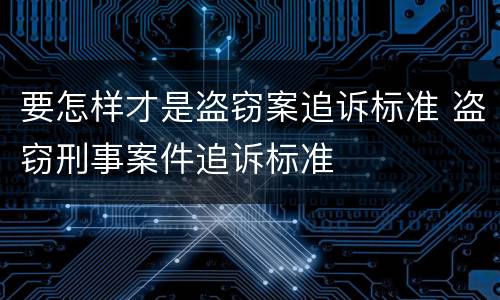 要怎样才是盗窃案追诉标准 盗窃刑事案件追诉标准