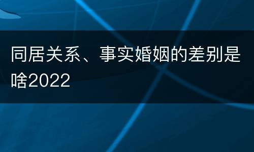 同居关系、事实婚姻的差别是啥2022