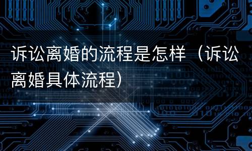 诉讼离婚的流程是怎样（诉讼离婚具体流程）