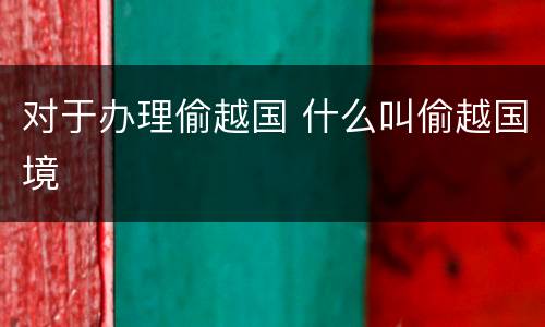 对于办理偷越国 什么叫偷越国境