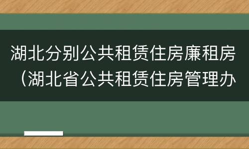湖北分别公共租赁住房廉租房（湖北省公共租赁住房管理办法）