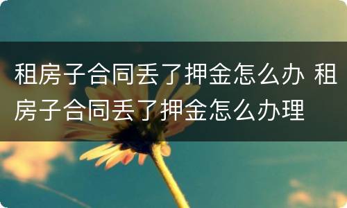租房子合同丢了押金怎么办 租房子合同丢了押金怎么办理