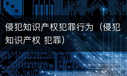 侵犯知识产权犯罪行为（侵犯知识产权 犯罪）